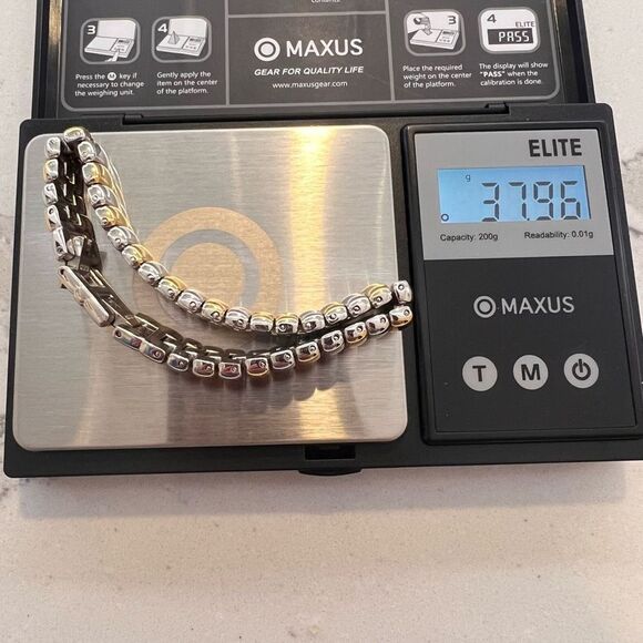 Old Money Aesthetic Gold Silver Link Bracelet Two Tone Timeless Bold Jewelry - Picture 11 of 11